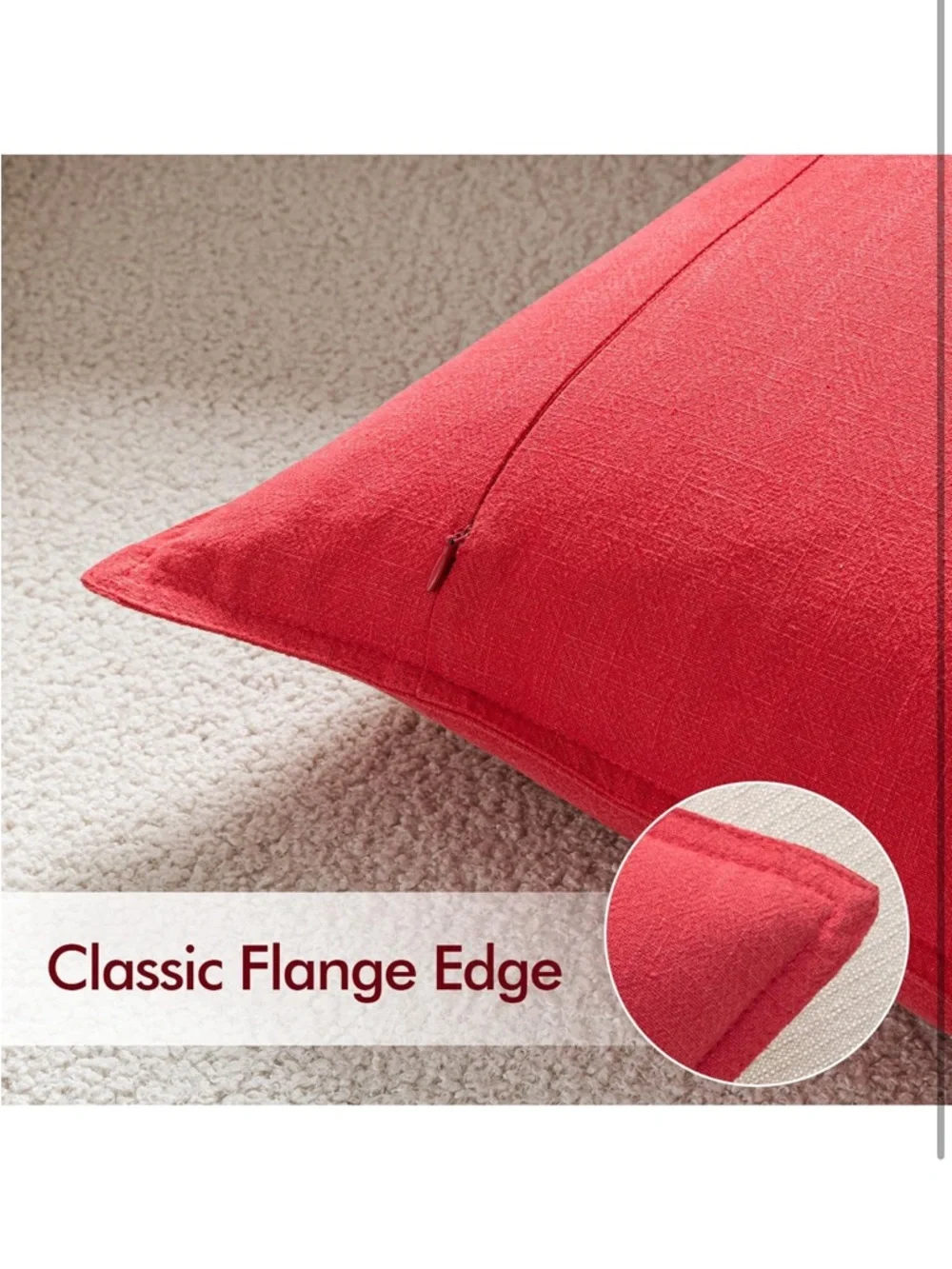EMEMA Throw Pillow Covers Decorative Linen Pillow Covers 24x24 Red Boho 868-bb8
